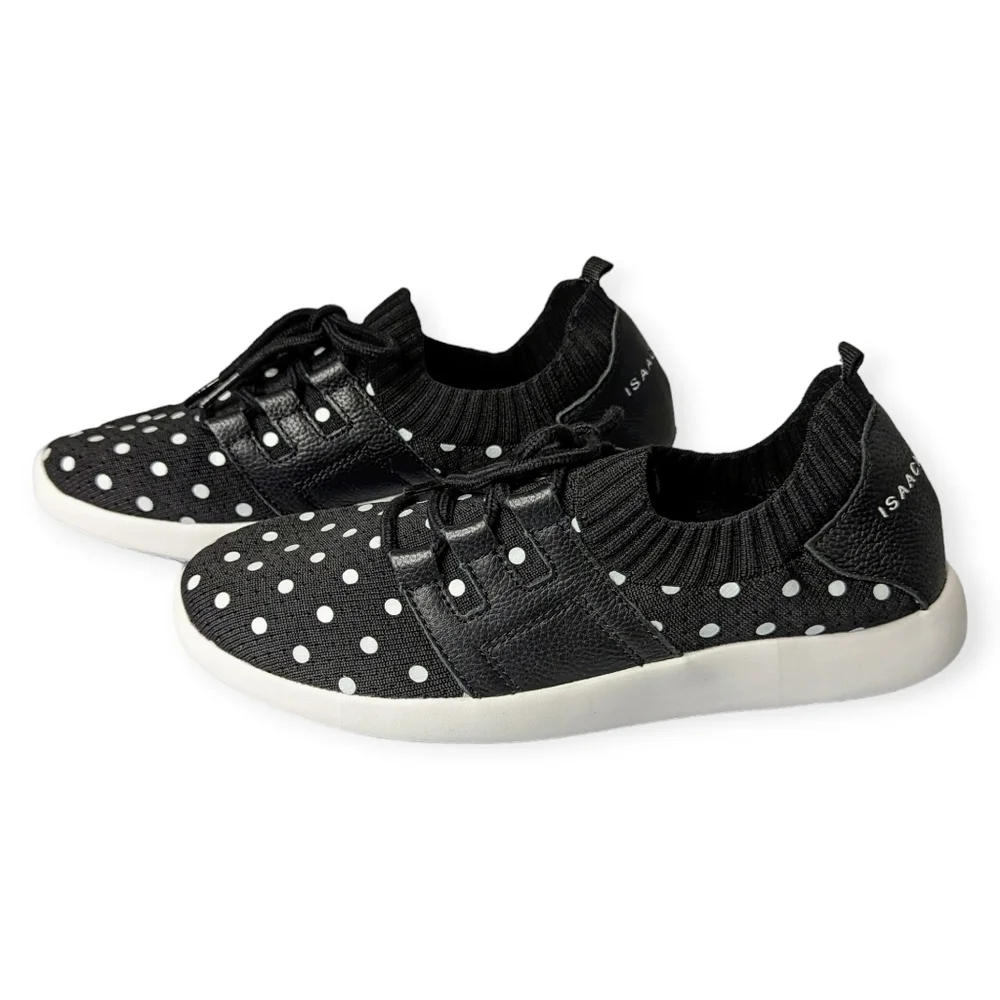 Isaac Mizrahi Shoes Isaac Mizrahi Reece Polka-Dot Lace-Up Knit Sneakers NO OFFER